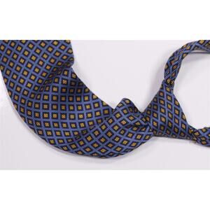 Brooks Brothers Blue Gold Square Print Design Silk Necktie Tie